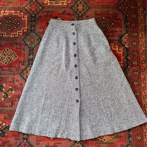 Orvis Vintage Charcoal Button-Front A-Line Skirt